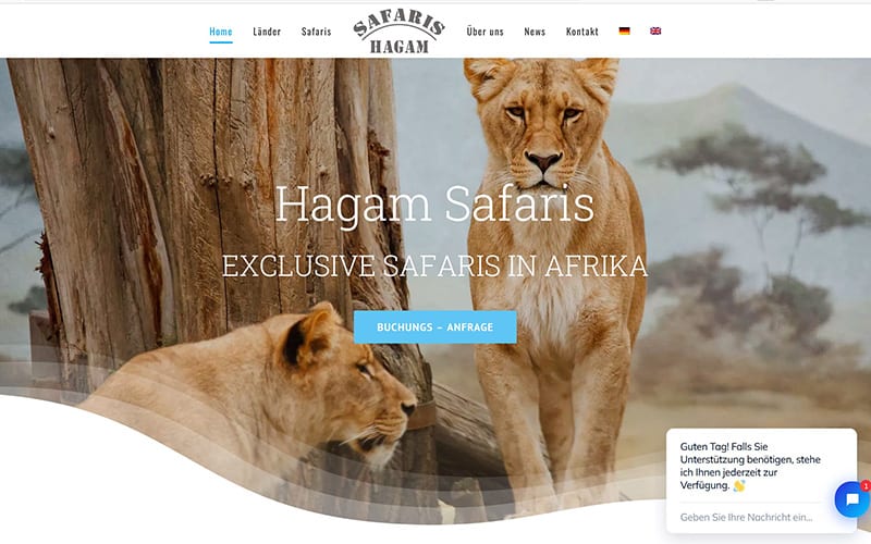 JoeWP WordPress Agentur - Referenz Website Hagam Safaris