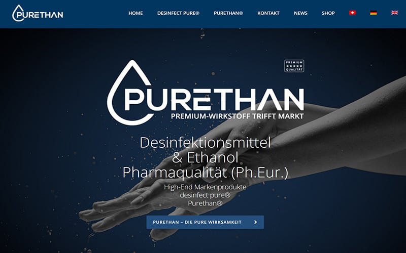 JoeWP WordPress Agentur - Referenz Website Purethan